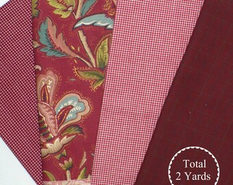 Telas rojas surtidas, 2 yardas, Homespun, cuadros, paquete de telas para manualidades, algodón