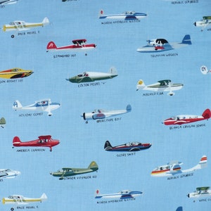 Airplane fabric, Vintage airplanes, FQ, Blue, Out of Print, 18&quot;x21.5&quot;, Aircraft, Robert Kaufman