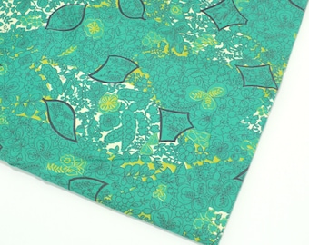 Tela vintage verde jade, 1/2 yarda +, algodón, 34" de ancho, estampado novedoso