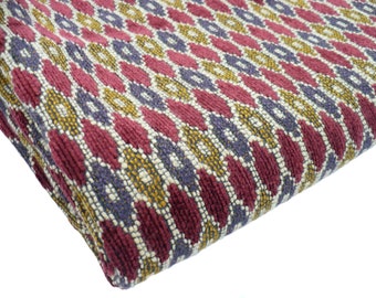 Chenilla de terciopelo, tela de tapicería pesada, patrón rojo, azul y dorado, 1 YARDA o más, mezcla de algodón, tela para almohadas, tela para decoración del hogar, 54" de ancho