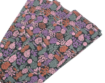 Rare Scandinavian fabric, 36" wide, Vintage cotton, 1/2 YARD or more, Purple, Pink, Black, Trees, Girls