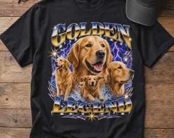 Golden Retriever Legend Retro Graphic Tee | Unisex Black Dog Lover Shirt