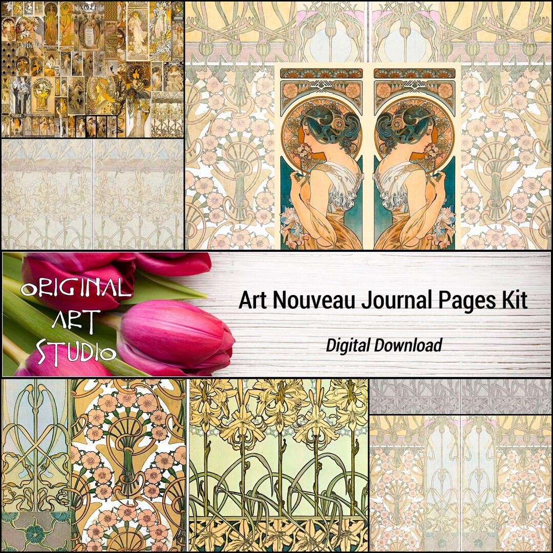 Art Nouveau Journal Pages Kit Etsy