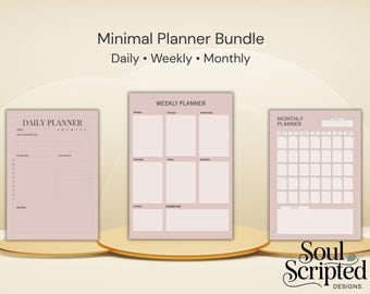 Minimal Planner Bundle Rosy Nude | Daily Weekly Monthly Undated Planners | Printable & Editable PDF | Instant Download I A4 and US LETTER