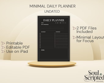 Minimalist Daily Planner | Undated, Printable & Fillable PDF I A4 and US LETTER