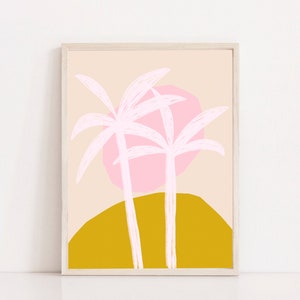 PALMS TREE // Mid Century Poster, 8x10, 10x10, 18x24, minimalist art print, Pastel colors, abstract, art image 1