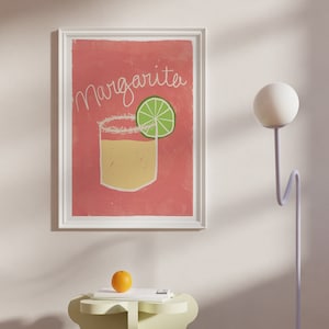 APERO #14 // margarita poster, LIMITED EDITION 12x16, 18x24, aesthetic poster, bar cart art, colorful poster, funny poster, pink, 90s