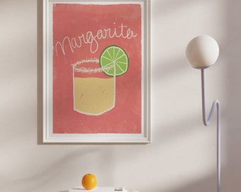 APERO #14 // affiche margarita, ÉDITION LIMITÉE 12x16, 18x24, affiche esthétique, bar art, affiche colorée, affiche drôle, rose, 90s