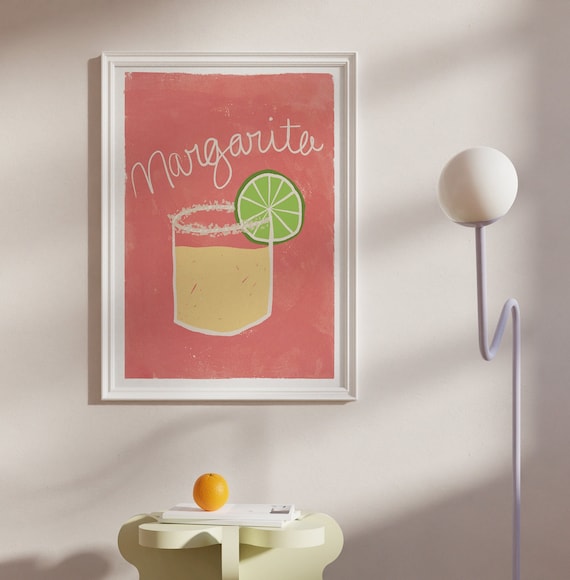 APERO #14 // margarita poster, LIMITED EDITION 12x16, 18x24, aesthetic poster, bar cart art, colorful poster, funny poster, pink, 90s