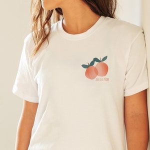 HAVE THE PEACH // tshirt, Short-Sleeve Unisex T-Shirt, white, abstract art, geometrie art, pastel colors, drawing, fruit image 5