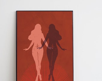 DUO // boho affiche, 12x16, 16x20, 18x24, art abstrait, art minimaliste, boho style, femme, affiche féministe,