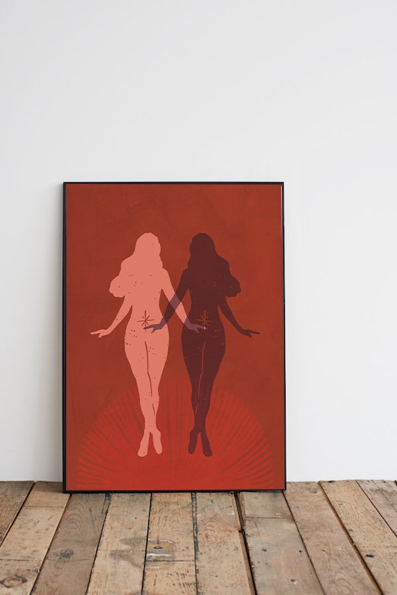 DUO // boho style poster, 12x16, 16x20, 18x24, abstract art, aesthetic poster, boho style, female art, feminist poster, colorful poster