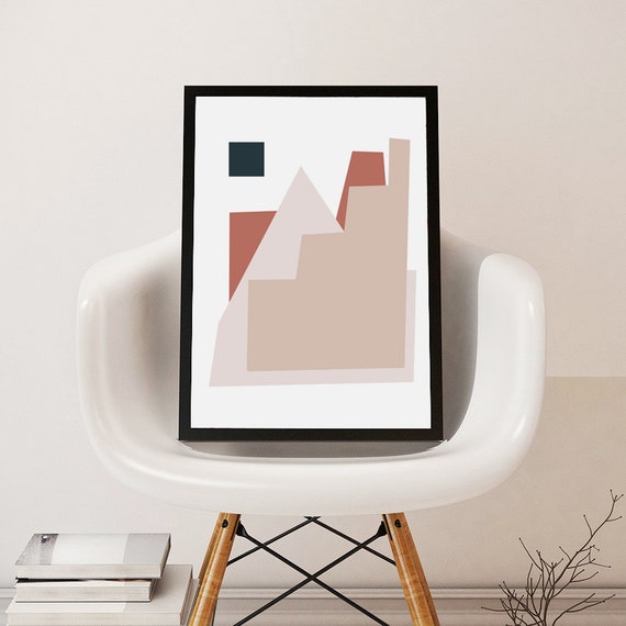 ABSTRACT CITY ART //  Mid Century Poster, 8x10, 12x16, 18x24, minimalist art print, Pastel colors, abstract, art