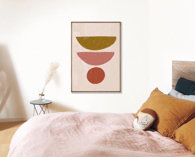 MITTEN AV ÅRHUNDRADETS FORMER #05 // abstrakt poster, 8x10, 10x10, 18x24, minimalistisk konsttryck, pastellfärger, abstrakt, konst bild 1