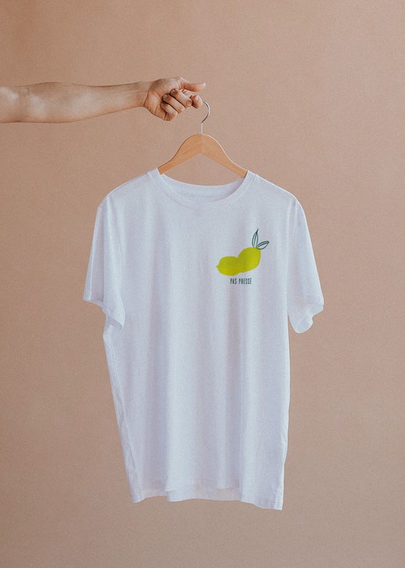 in NO HURRY TSHIRT // Short-Sleeve Unisex T-Shirt, white, abstract art, lemon, pastel colors, drawing, boho, vintage