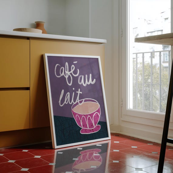 Café au Lait Print | French Coffee Wall Art | Kitchen Poster | Parisian Café Decor | Coffee Lover Gift