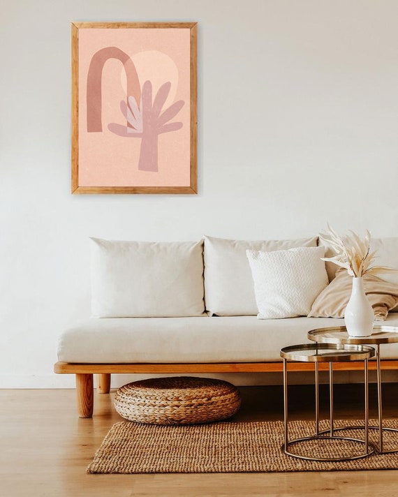 IDYLLIC // Mid Century Poster, 8x10, 10x10, 18x24, minimalist art print, Pastel colors, abstract, art, landscape, pink