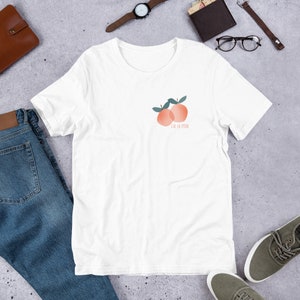 HAVE THE PEACH // tshirt, Short-Sleeve Unisex T-Shirt, white, abstract art, geometrie art, pastel colors, drawing, fruit image 3
