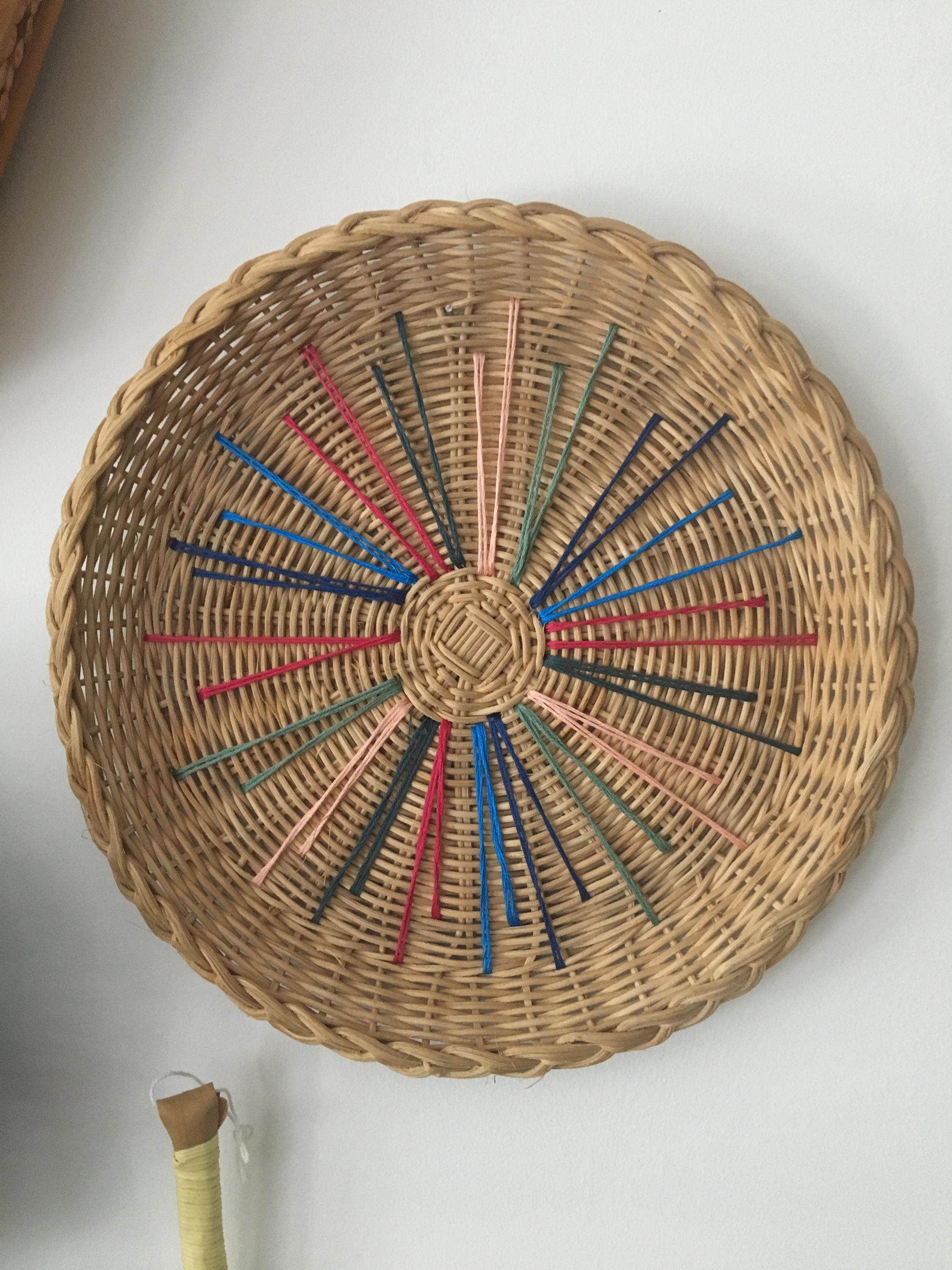 Vintage Set of 4 rattan baskets straw / wall baskets / Bohemian Decor