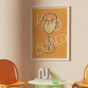 APERO #04 // vino blanco, LIMITED EDITION 12x16, 18x24, aesthetic poster, bar cart art, colorful poster, funny poster, yellow, 90s style