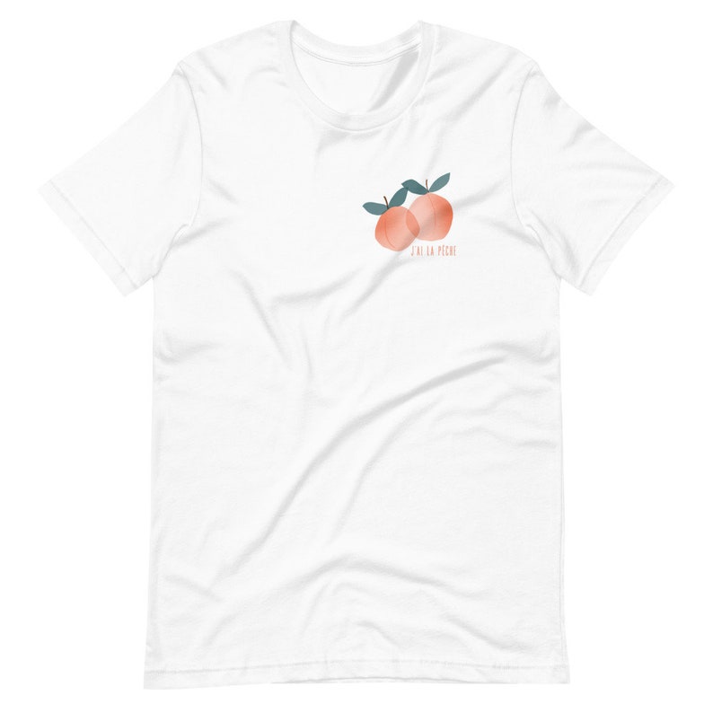 HAVE THE PEACH // tshirt, Short-Sleeve Unisex T-Shirt, white, abstract art, geometrie art, pastel colors, drawing, fruit image 2