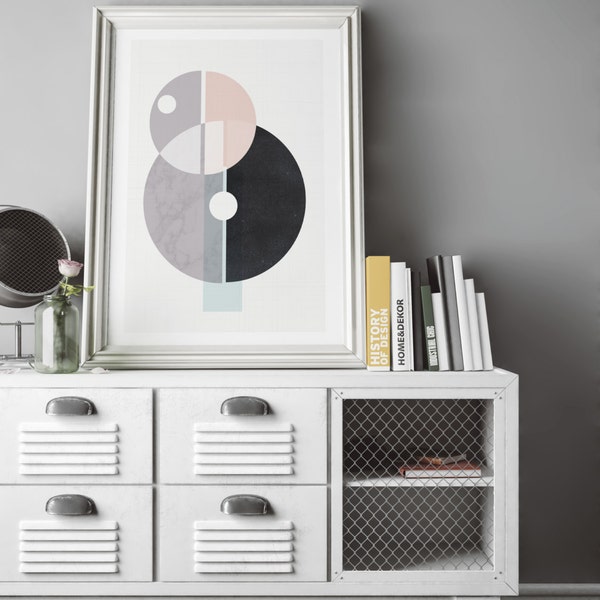 BEAUTIFUL MESS // poster Abstract art, 18x24, minimalist, geometric print, Scandinavian, mid century, minimalism, marble, circles, vintage
