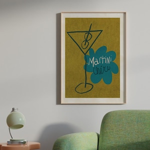 APERO #02 // Martini Chéri, LIMITED EDITION 12x16, 18x24, ästhetisches Poster, Barwagen, buntes Poster, lustiges Poster, grün, 1990 Poster