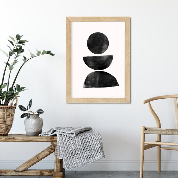 STABILITY // Mid Century Poster, 8x10, 10x10, 18x24, minimalist art print, black and white, abstract, art, circle, drawing