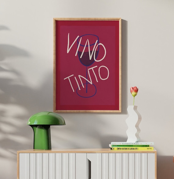 APERO #07 // vino tinto, LIMITED EDITION 12x16, 18x24, aesthetic poster, bar cart art, colorful poster, funny poster, 90s style poster