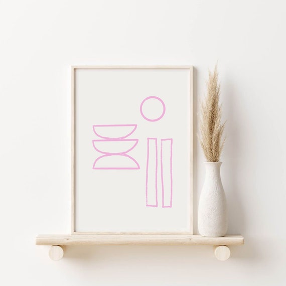 TRIADE //  Mid Century Poster, 8x10, 12x16, 18x24, minimalist art print, Pastel colors, abstract, art, circle, pink