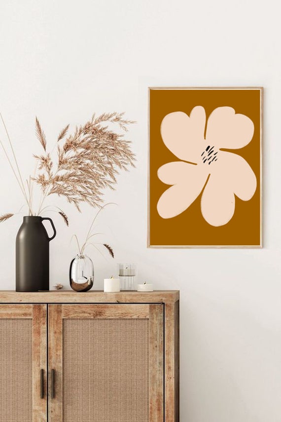 BIG FLOWER Mid century // Abstract Poster, 8x10, 10x10, 18x24, minimalist art print, boho, vintage, flower