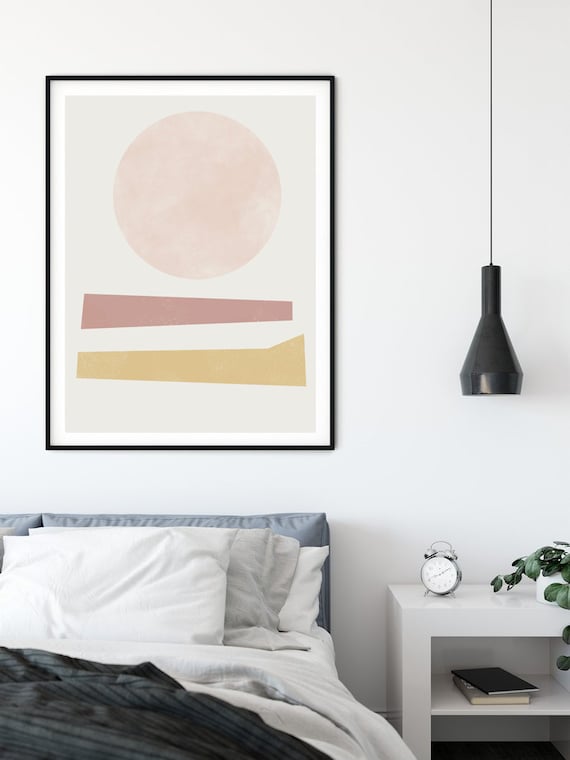 BLISS #02 // mid century modern, 16x20, 18X24, Minimalist poster, mid-century inspiration, geometric shapes, pink, wall art, boho decor, art