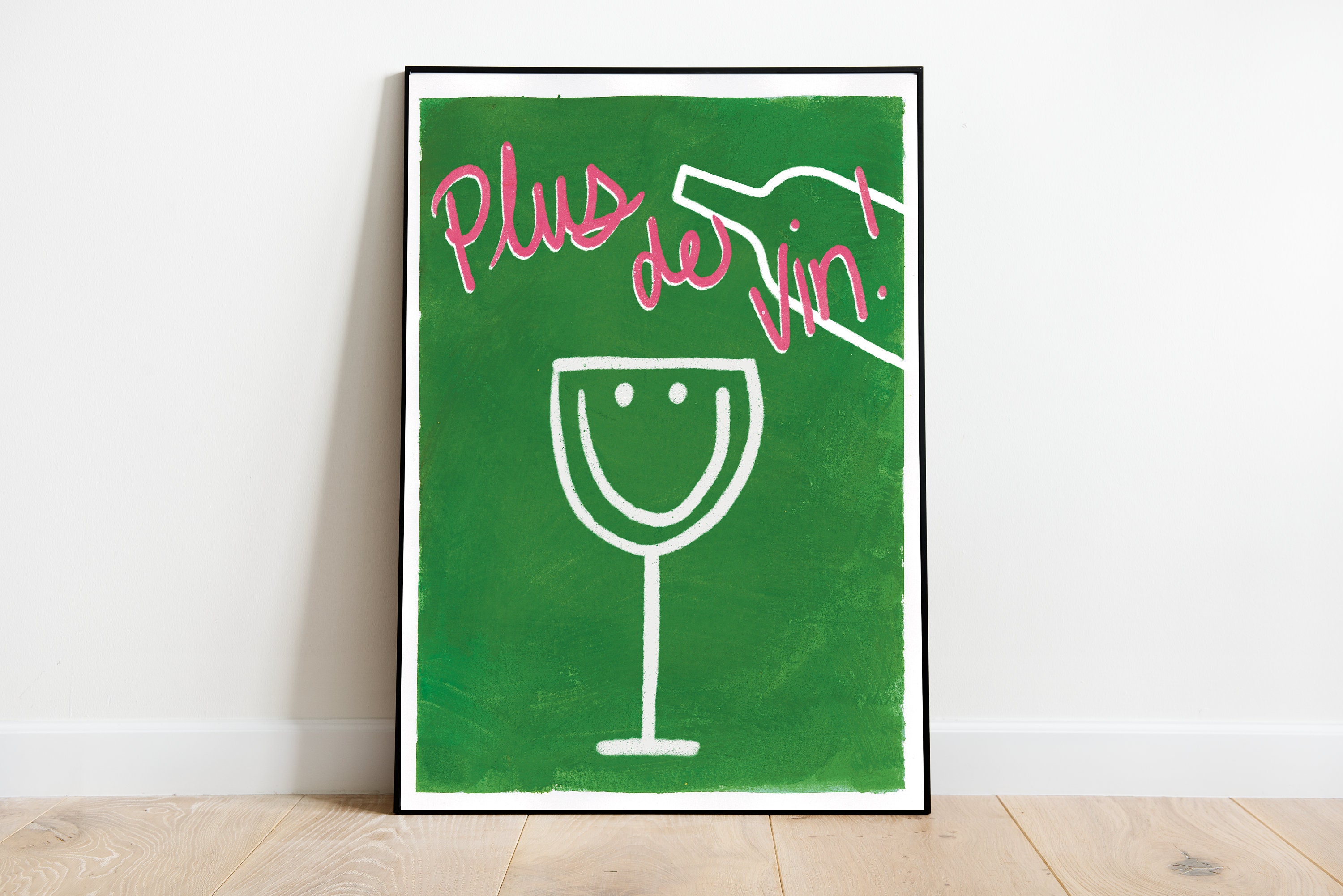 APERO #08 // plus de vin poster, LIMITED EDITION 12x16, 18x24, aesthetic poster, colorful poster, funny poster, green, kitchen, bar cart art