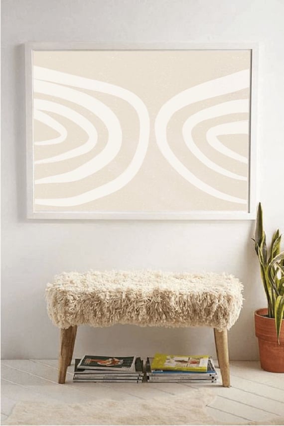 DOUBLE RAINBOW //  Mid Century Poster, 8x10, 10x10, 18x24, minimalist art print, Pastel colors, abstract, rainbow beige, boho decor