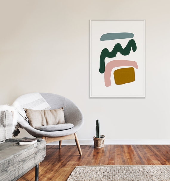 MID CENTURY SHAPES #02 //  abstract poster, 8x10, 10x10, 18x24, minimalist art print, Pastel colors, abstract, art