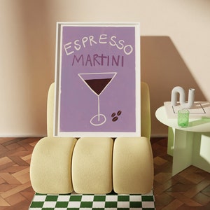 APERO #06 // espresso martini, LIMITED EDITION 12x16, 18x24, aesthetic poster, bar cart art, colorful poster, funny poster, purple art, 90s