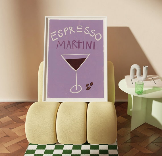 APERO #06 // espresso martini, LIMITED EDITION 12x16, 18x24, aesthetic poster, bar cart art, colorful poster, funny poster, purple art, 90s