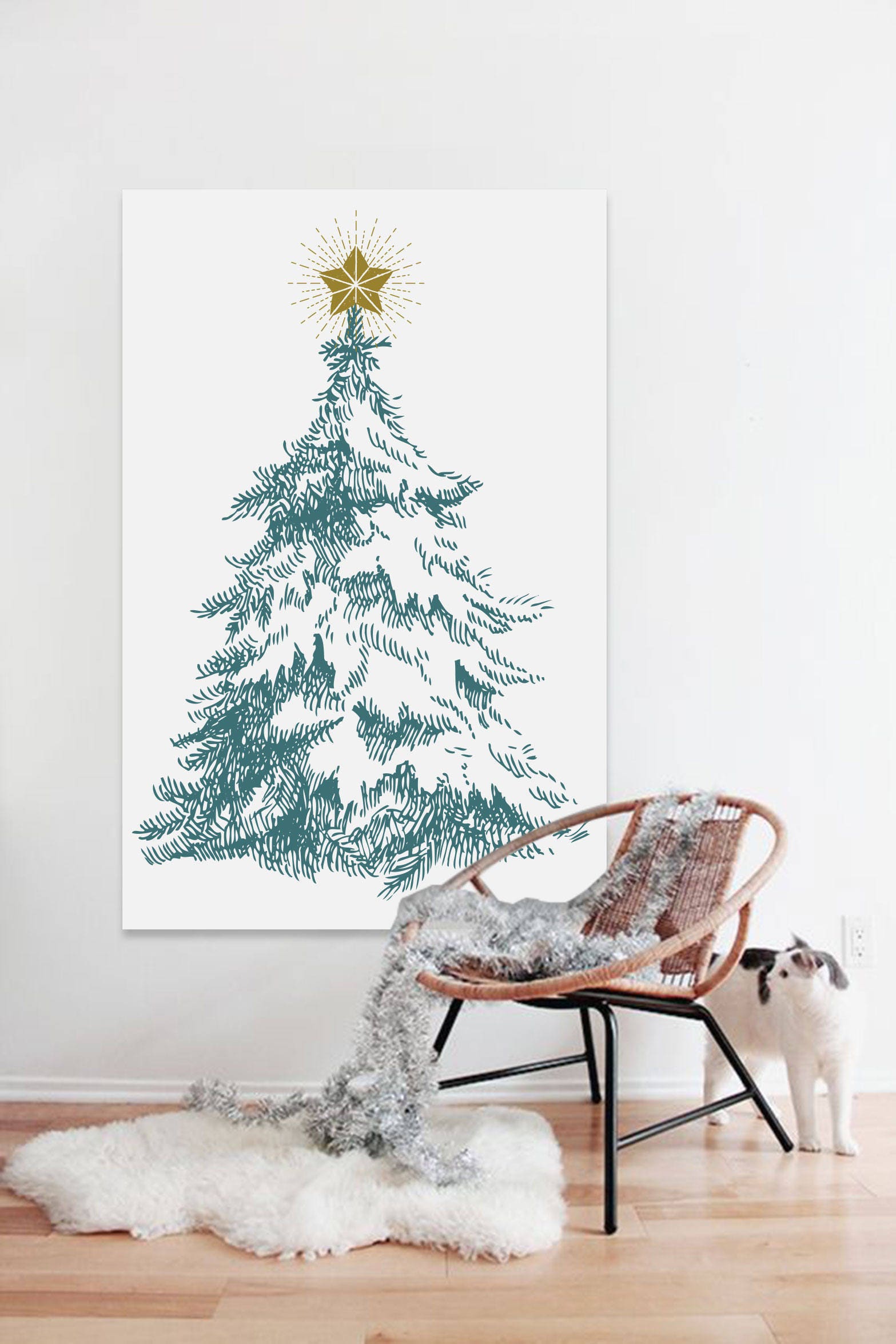 CHRISTMAS tree poster // christmas poster, 24X36, 2x3 foots, minimalist ...
