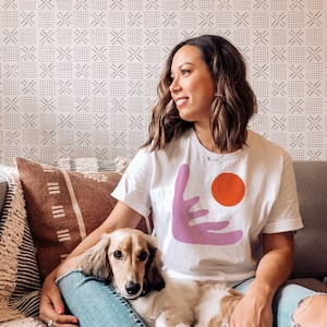 SUN TSHIRT // Short-Sleeve Unisex T-Shirt, white, abstract art, geometrie art, pastel colors, drawing