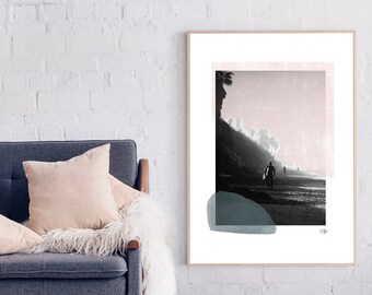 SURFING #01 //  abstract poster, 8x10, 16x20, 18x24, minimalist art print, Pastel colors, abstract, art, photograpy poster, Hawaii