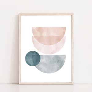 RÊVERIE #02 // Mid Century Poster, 8x10, 10x10, 18x24, minimalist art print, Pastel colors, abstract, art, circle image 1