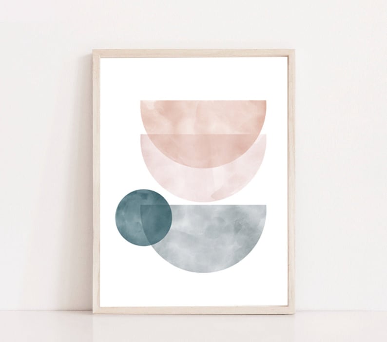 RÊVERIE #02 // Mid Century Poster, 8x10, 10x10, 18x24, minimalist art print, Pastel colors, abstract, art, circle image 1