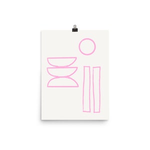 TRIADE // Mid Century Poster, 8x10, 12x16, 18x24, minimalist art print, Pastel colors, abstract, art, circle, pink image 4