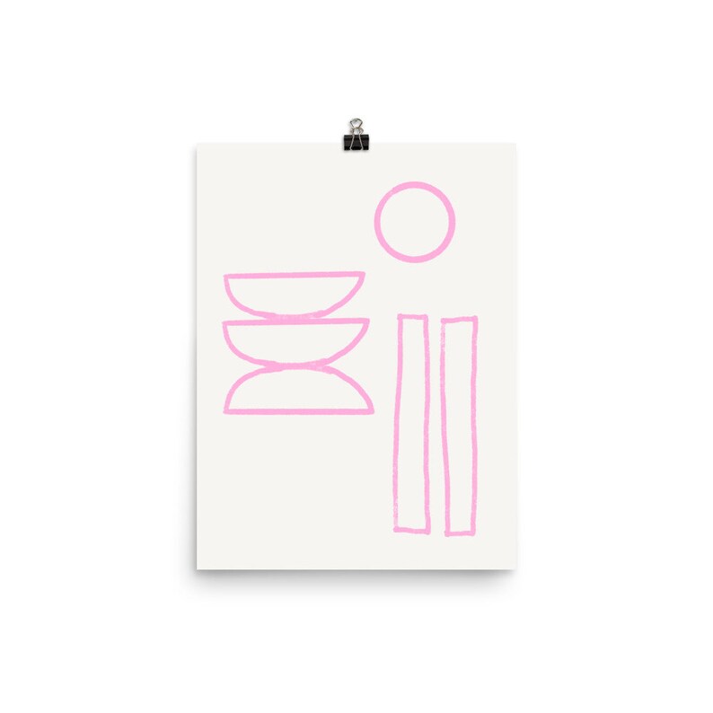 TRIADE // Mid Century Poster, 8x10, 12x16, 18x24, minimalist art print, Pastel colors, abstract, art, circle, pink image 4