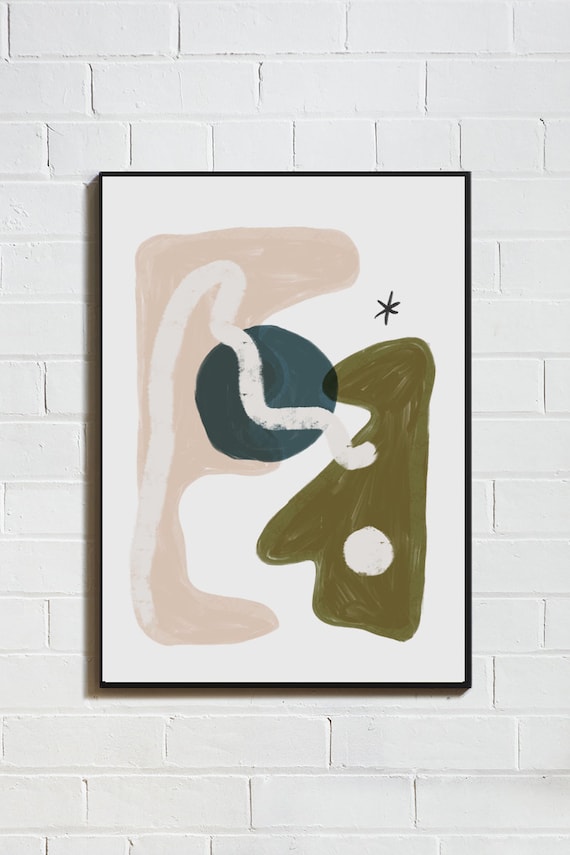 ABSTRACT ART //  Mid Century Poster, 8x10, 10x10, 18x24, minimalist art print, Pastel colors, abstract, art