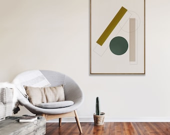 GEO SHAPES #01 //  abstract poster, 16x20, 18x24, minimalist art print, Pastel colors, abstract, art, mid century