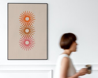 HELIO // boho affiche, 12x16, 16x20, 18x24, art abstrait, scandinavian, art minimaliste, boho style, soleil