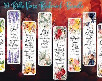 20 Bible Verse Bookmark Bundle Printable Floral Bookmark Christian Png Inspirational Bookmark Printable Christian Art Bible Comercial Use