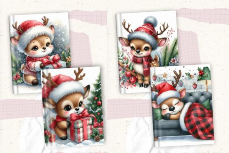 55 Cute Reindeer PNG Clipart Set, Christmas Deer, Watercolor Santa ...