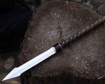 Engraved Spear Sword | LARP Hunting Spear | Stainless Steel Blade | Tribal Spears Replica | Display & Collectable